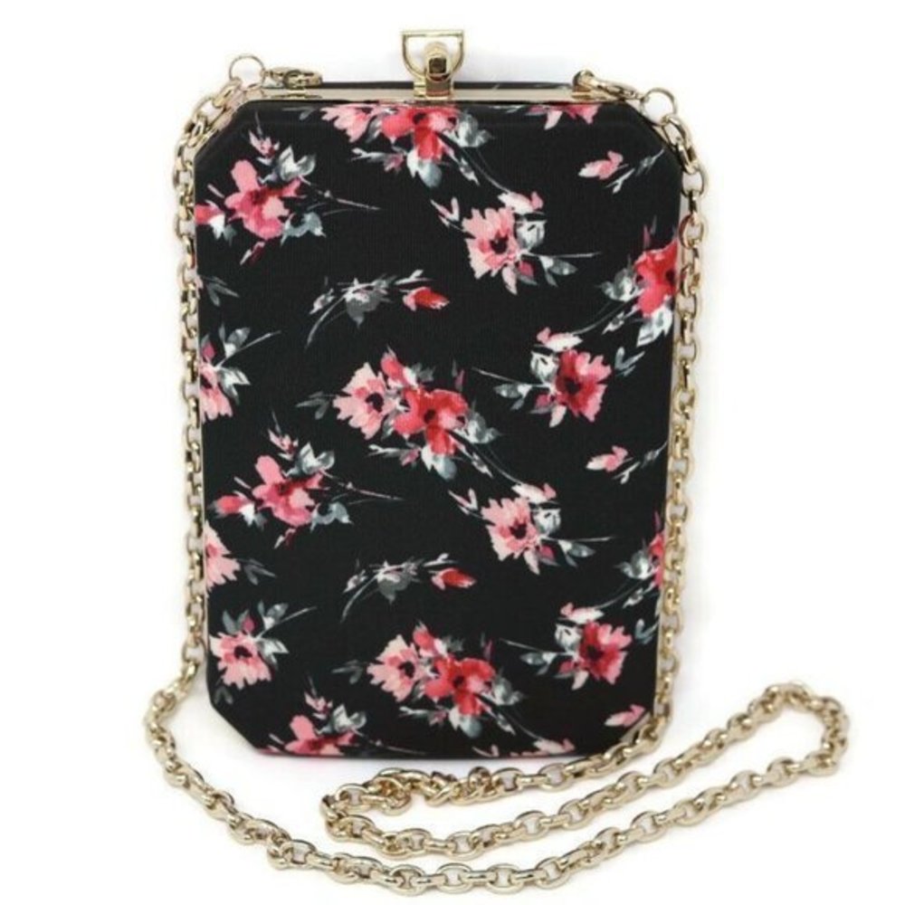 White House Black Market Floral Crossbody Bag - Black and Pink